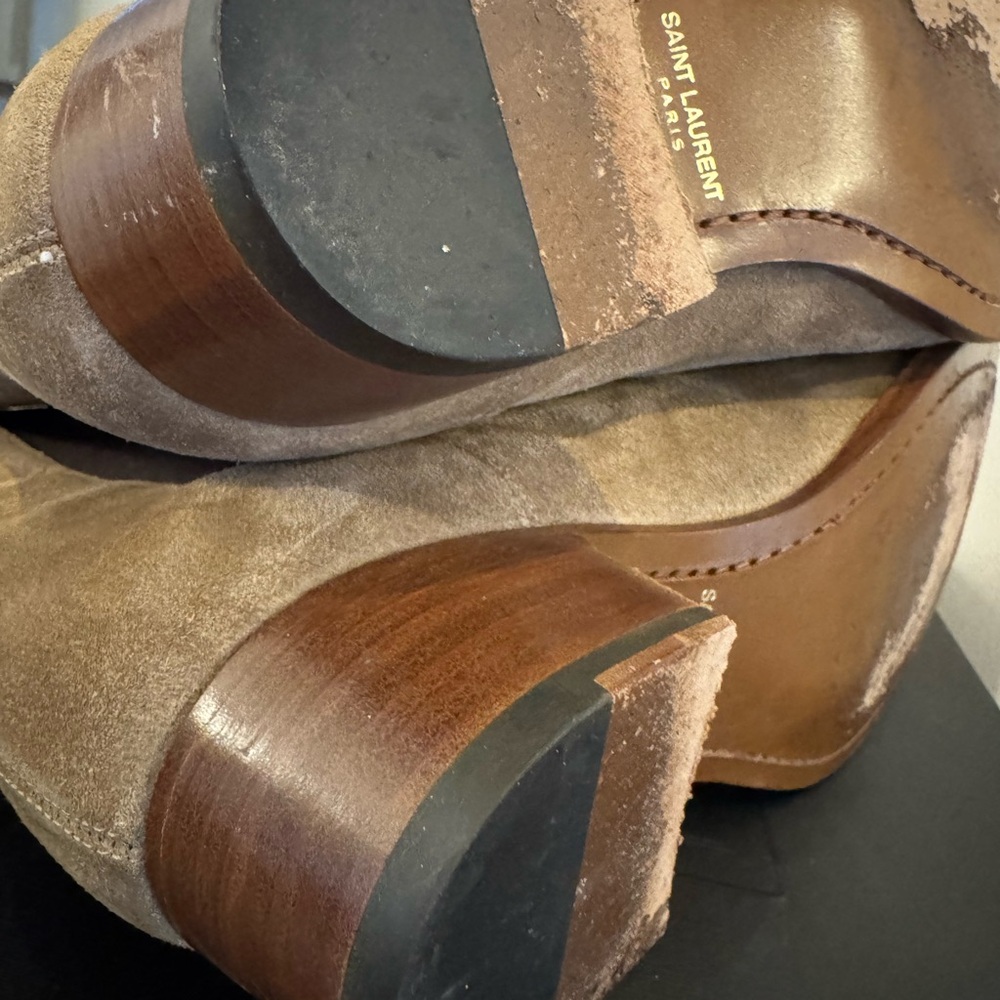 Saint Laurent Taupe Suede Chelsea Boots - Picture 6 of 8